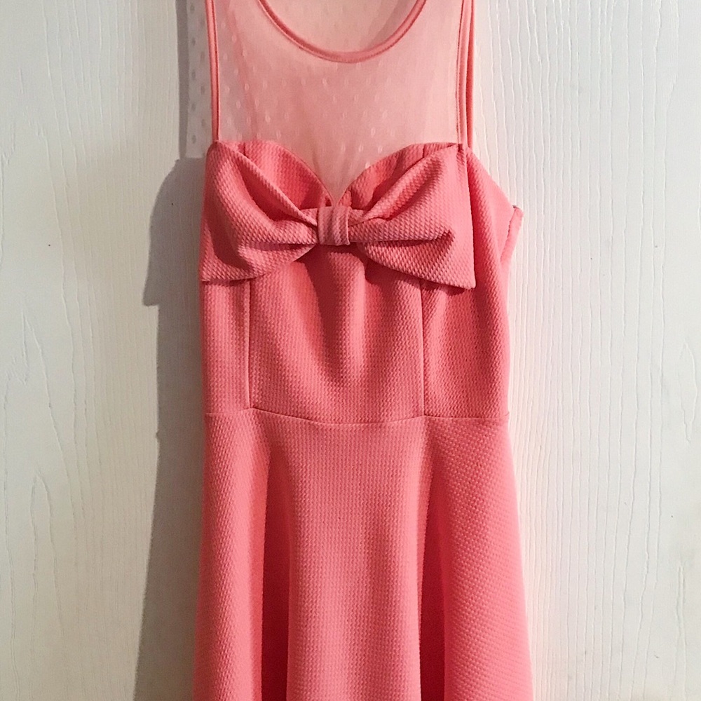 Pink Skater Dress with Bow